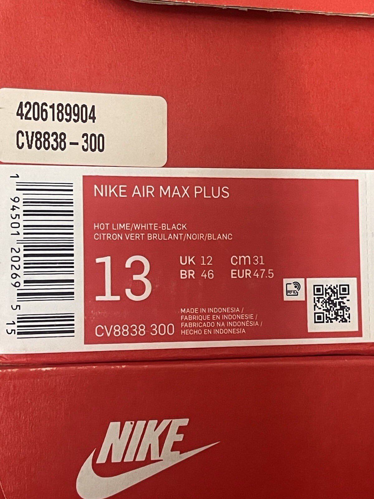 Size 13 - Nike Air Max Plus Tn Hot Lime BRAND NEW IN BOX CV8838-300 image 3