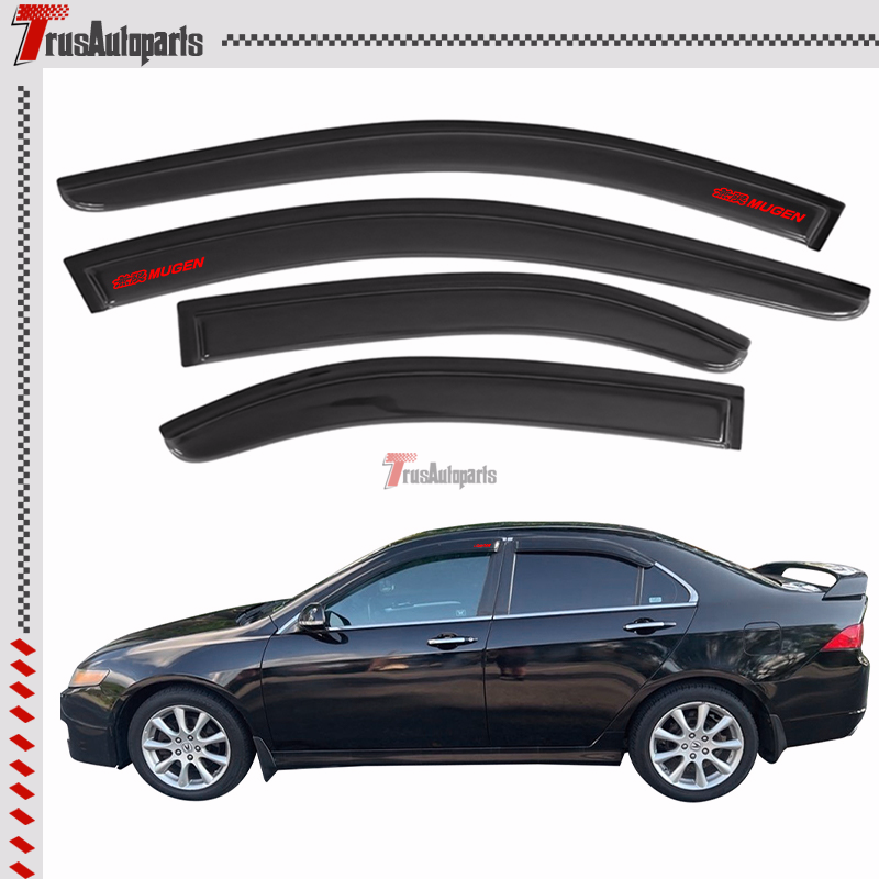 For 0408 Acura TSX Window Visor Rain Guard Sun Deflector W/ Red Mugen
