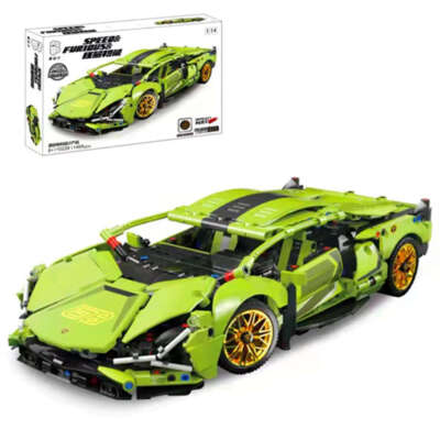 Technik Klemmbausteine Sportwagen als Lamborghini Sian 1468Teile Auto Kbox 10226