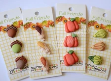 Fall Friends 3D Buttons from Buttons Galore  / Acorns ~ Corn ~ Gourds ~ Pumpkins