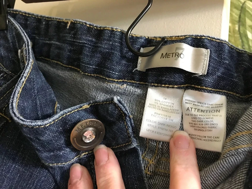 Metro 7 para mujer talla Pantalones cortos capri 14 Attention Dark Indigo Jean Bermuda larga? Foto 3 de 4