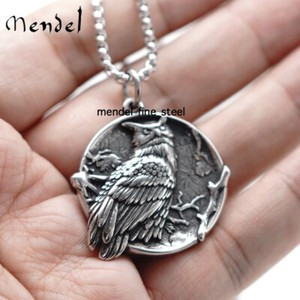 MENDEL Womens Stainless Steel Bird Owl Pendant Necklace Silver Vintage For Wife