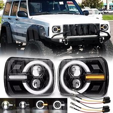 Pair 5x7 7x6 Led Headlights For Jeep 84-2001 Cherokee Xj For 86-1995 Wrangler