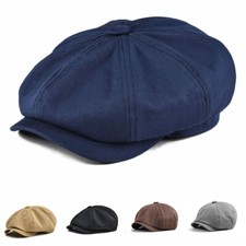 Hombres Boina Sombrero Gorra Algodón Gatsby Hiedra Golf Cabbie Sombrero Octogonal Newsboy Gorra Plana