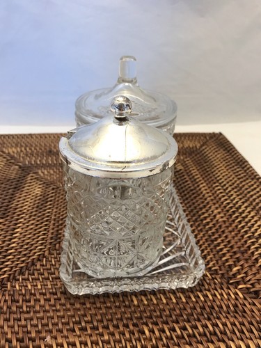 Vintage Clear Cut Glass Sugar And Creamer Bowl Set - Picture 4 of 12