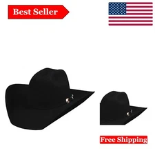 Kingman 4X Wool Felt Cowboy Hat -  Chocolate Western Hat with 4" Brim & Metal...