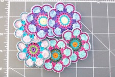 6 handmade cotton thread crochet applique flowers -- 3629