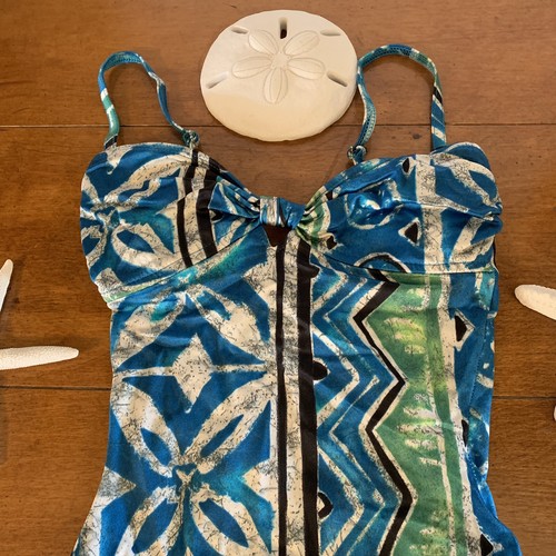 Athena one piece swimsuit Adjustable straps size 6 Blue/green/black - Picture 7 of 10
