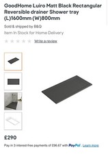 GoodHome Luiro Matt Black Rectangular Reversible Shower Tray (L) 160cm (W) 80cm