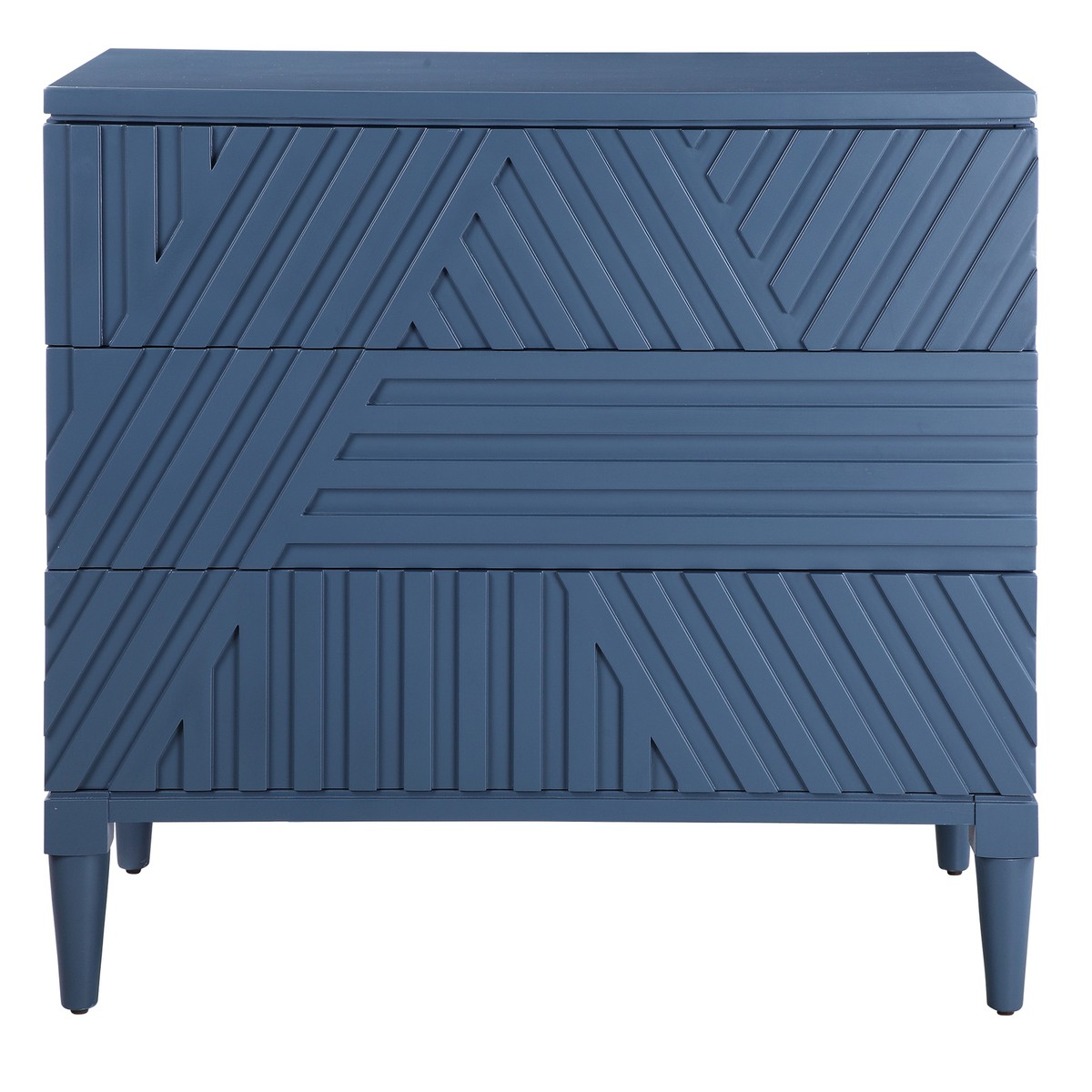 Luxe Modern Geometric Blue Accent Chest Graphic Mid Century Lines Carved  Dresser | eBay