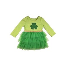 St. Patrick's Day Glitter Shamrock Longsleeve Tutu Dress Infant Size 12 Mo. NWOT