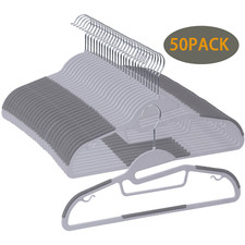 S-Shape Plastic Hangers Non Slip 50 Pack 360 Swivel Hook Space Saving Organizer