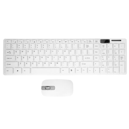 Kabellose Schlanke WeißE Tastatur + Kabelloses Optisches Maus-Set für PC un3191 - Bild 1 von 8