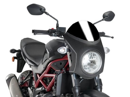 Puig Retro Carbon Look Semi Fairing And Black Screen 195mm Suzuki SV 650 16-25