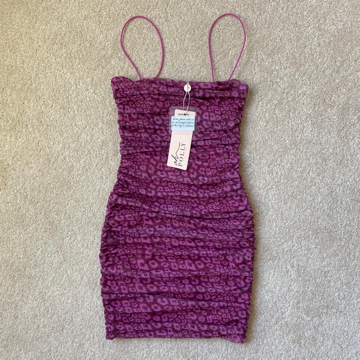 BNWT Oh Polly Call Of The Wild Leopard Ruched Bodycon Mini Dress Purple  Size 6 | eBay