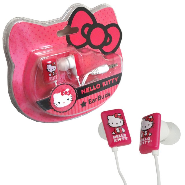 New Hello Kitty Earbuds Pink Kids Girls Earphones Headphones Portable