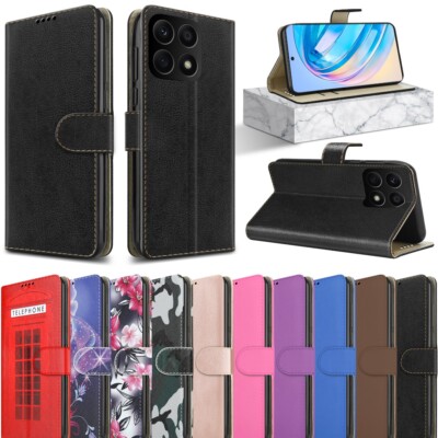 Für Honor X8A Hülle, Slim Leder Brieftasche Flip Stoßfest Ständer Handy Cover