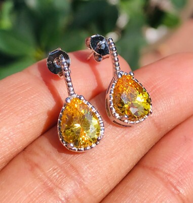 Yellow Topaz Sterling Silver Grams Natural Ear Studs
