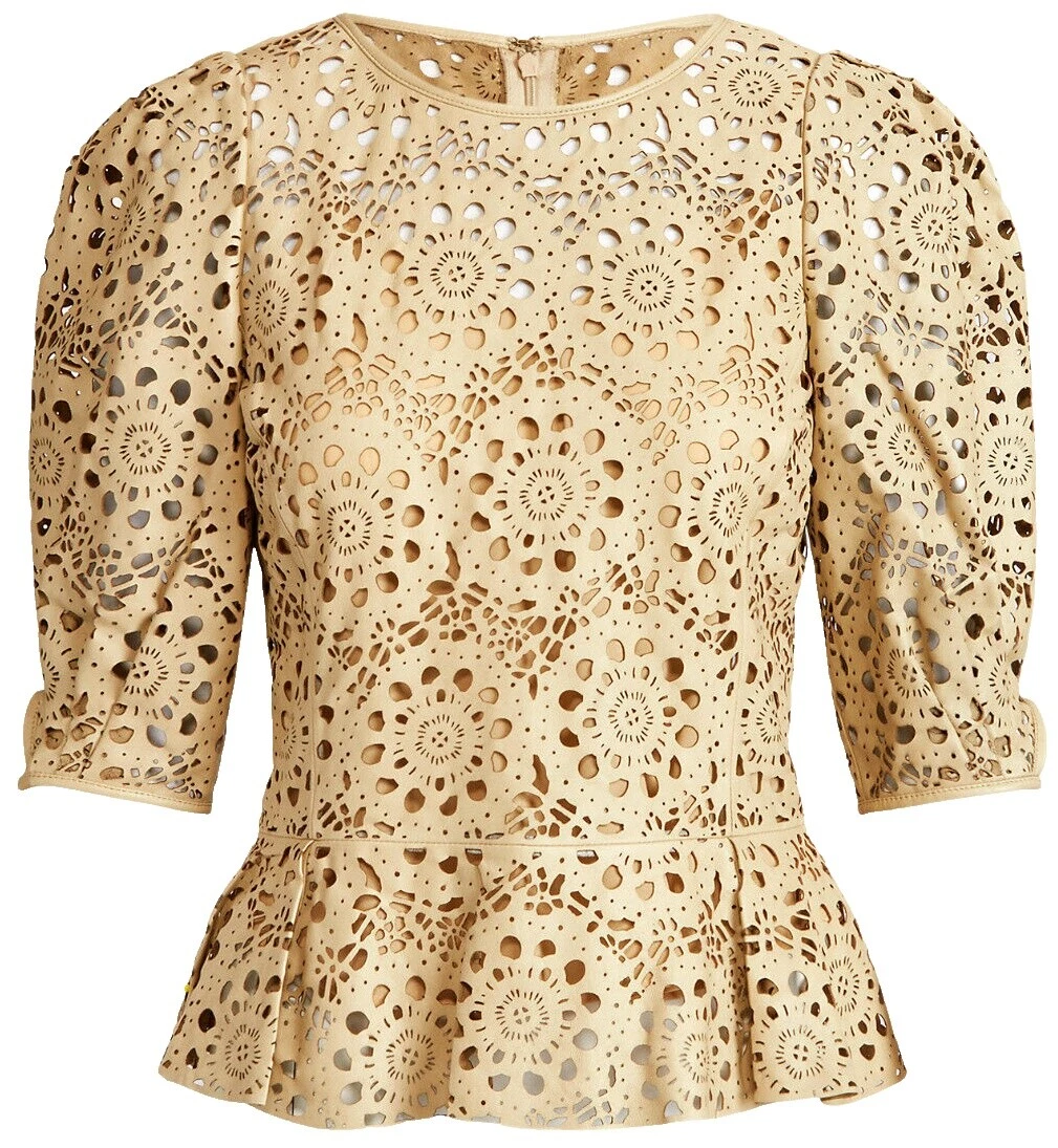 Tops floral de cuero para mujeres