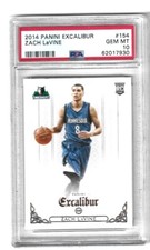 2014 Panini Excalibur #154 Zach Lavine RC Rookie Gem Mint PSA 10 Bulls low pop