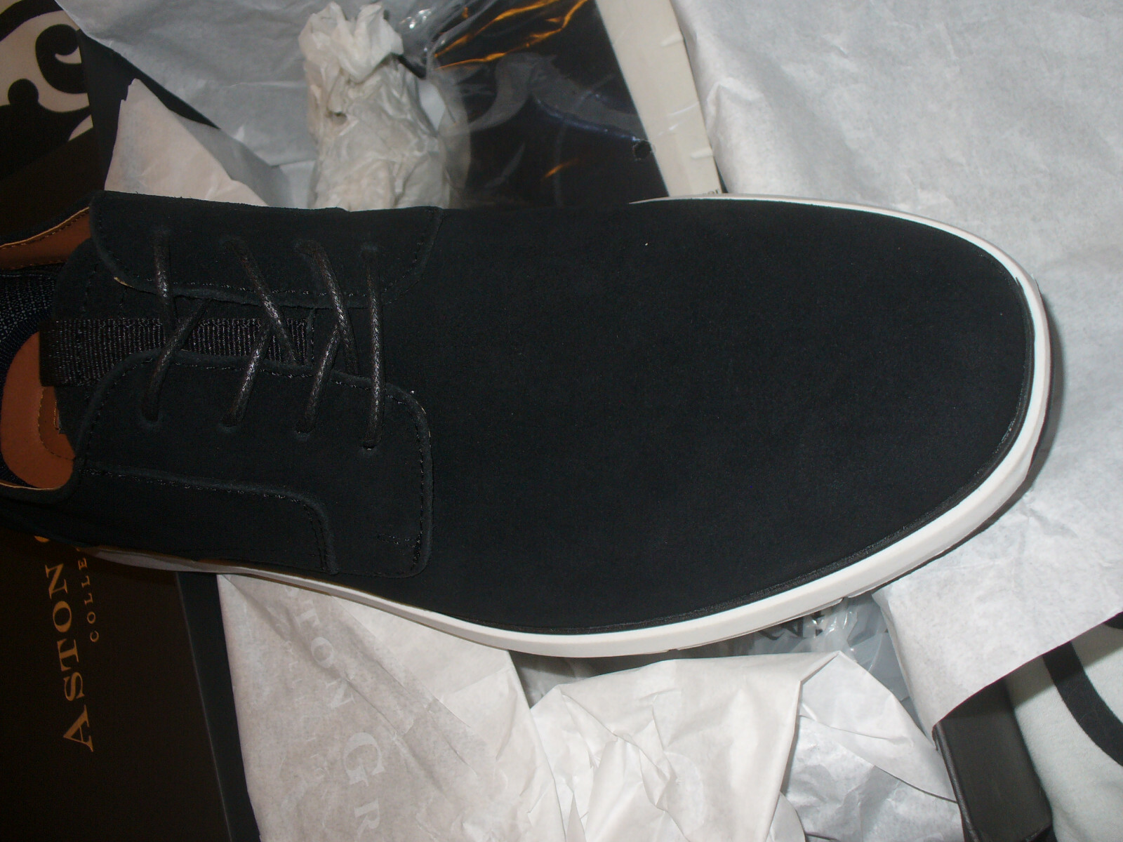 SAOLA Aston Grey Georgien scarpa uomo Oxford stringata elegante casual nero 12M NUOVA IN SCATOLA