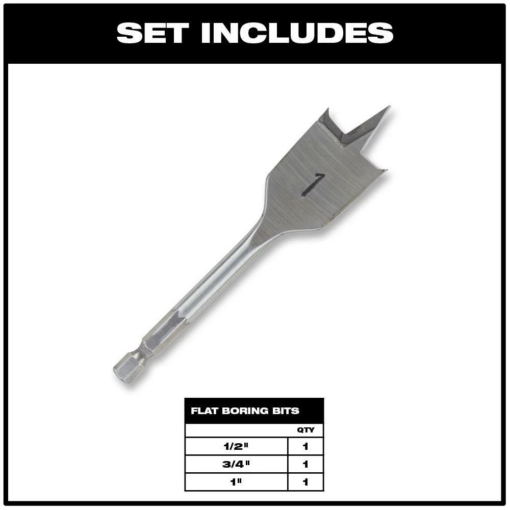 Milwaukee Wood Spade Bit Set High Speed Drill Bits Power Tool