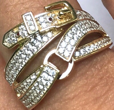 Angebot Gold Gürtel Ring Schnalle 14k massives Band Geschenk Frau ihre Größe 7 fragen 5 6 8 9