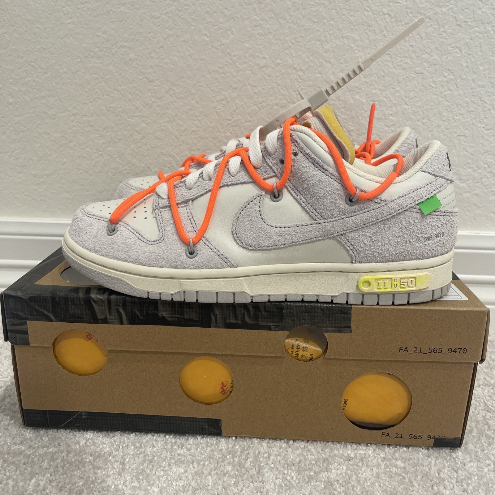 OFF WHITE X NIKE Taglia 9 Nike Dunk Low x Off White Lotto 11 di 50 Vela Grigio Neutro DJ0950 108