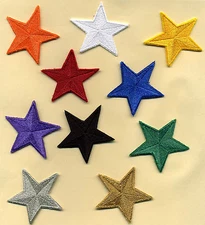 2" Embroidered Star Patches by Katarra8 - Set of 5 stars: Your choice of colors