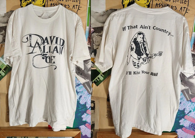 BEST PRICE 90s David Allan Coe 2 sides white T-shirt