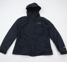 Columbia Omni-Tech Rain Jacket Womens Large Black Full Zip Hooded Mesh Lined