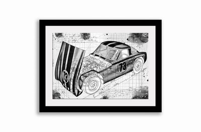 Line Tech Zeichnung TVR Grantura Auto Car Classic Cutaway Kunst Poster Druck