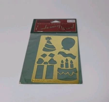 Darice Brass Embossing Stencil Happy Birthday Cake Hat Present 1998