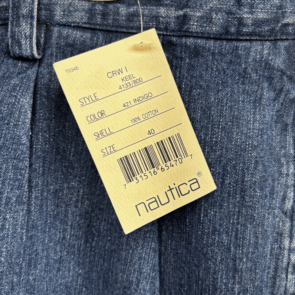 Vintage Nautica Pleated Keel Jens Mens Size 40x32L New Deadstock Pants Indigo