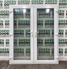 WIDE UPVC FRENCH DOORS EXTERNAL OUTWARDS DOUBLE GLAZED WHITE PLASTIC PLASTIC