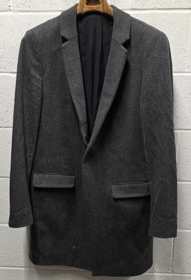 Allsaints Moon Fido Coat Wool Grey Flannel Long Overcoat Coat Mens 38R M