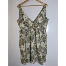 Old Navy Floral V-Neck Sleeveless lightweight Green & Cream Cotton Casual Dress