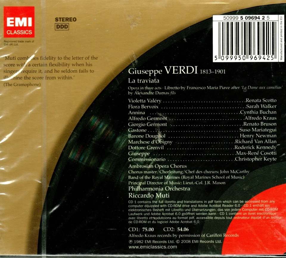 VERDI - LA TRAVIATA - SCOTTO - KRAUS - BRUSON - MUTI - Image 2 of 2