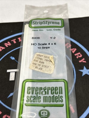 Evergreen Scale. Polystyrene Strips. 14'' 8406. HO Scale 4 X 6. .043 X .066 (10)