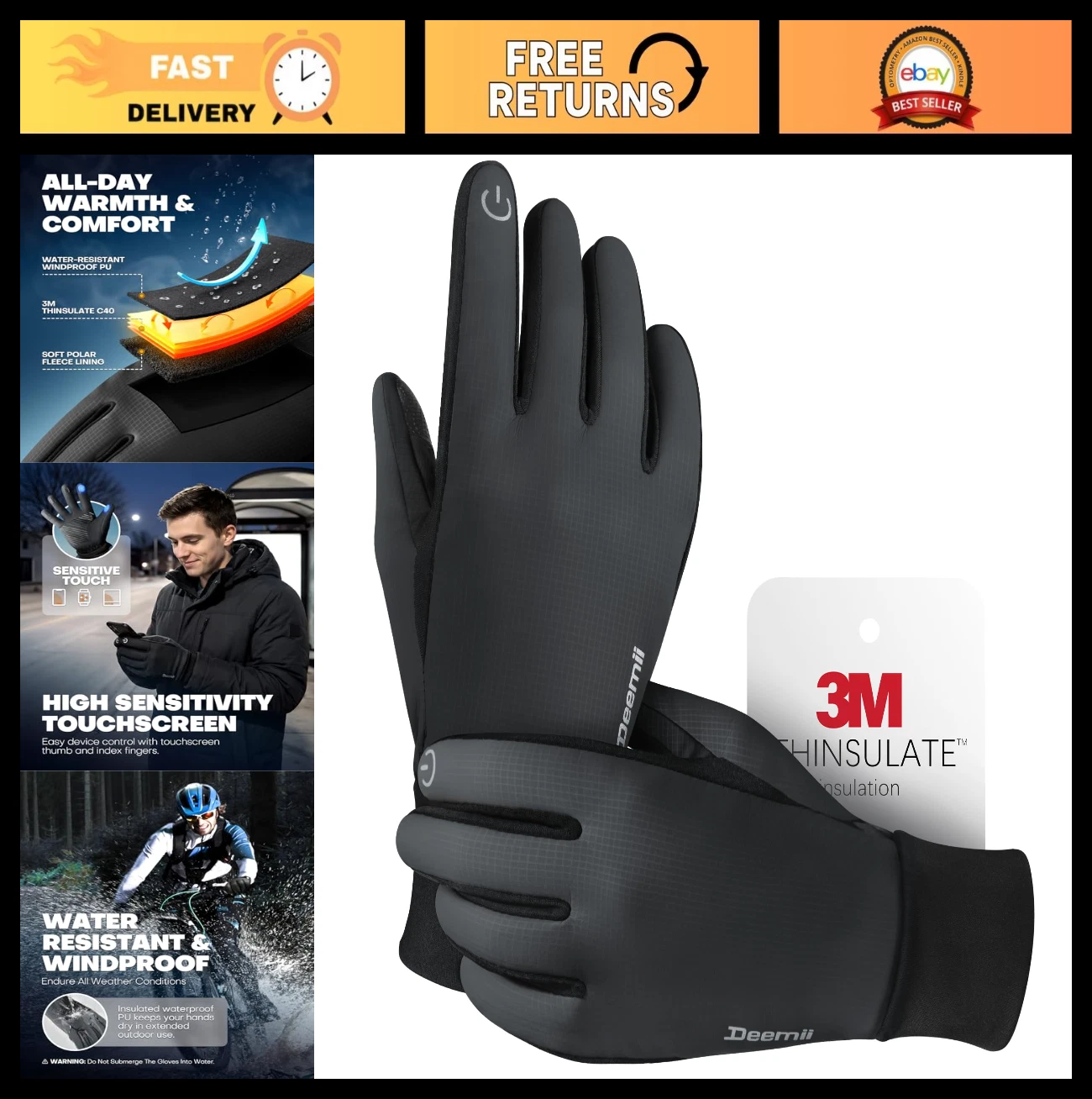 Thermal Winter Gloves for Men & Women, 3M Thinsulate, Touch Screen, Water Resist
Opens in a new wind