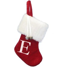 Kurt Adler Monogrammed  E  Miniature Christmas Stocking, 7in