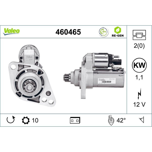 Anlasser Starter 12 V 1,1 Kw 10 ZäHne Valeo FüR U.A. VW Caddy-image