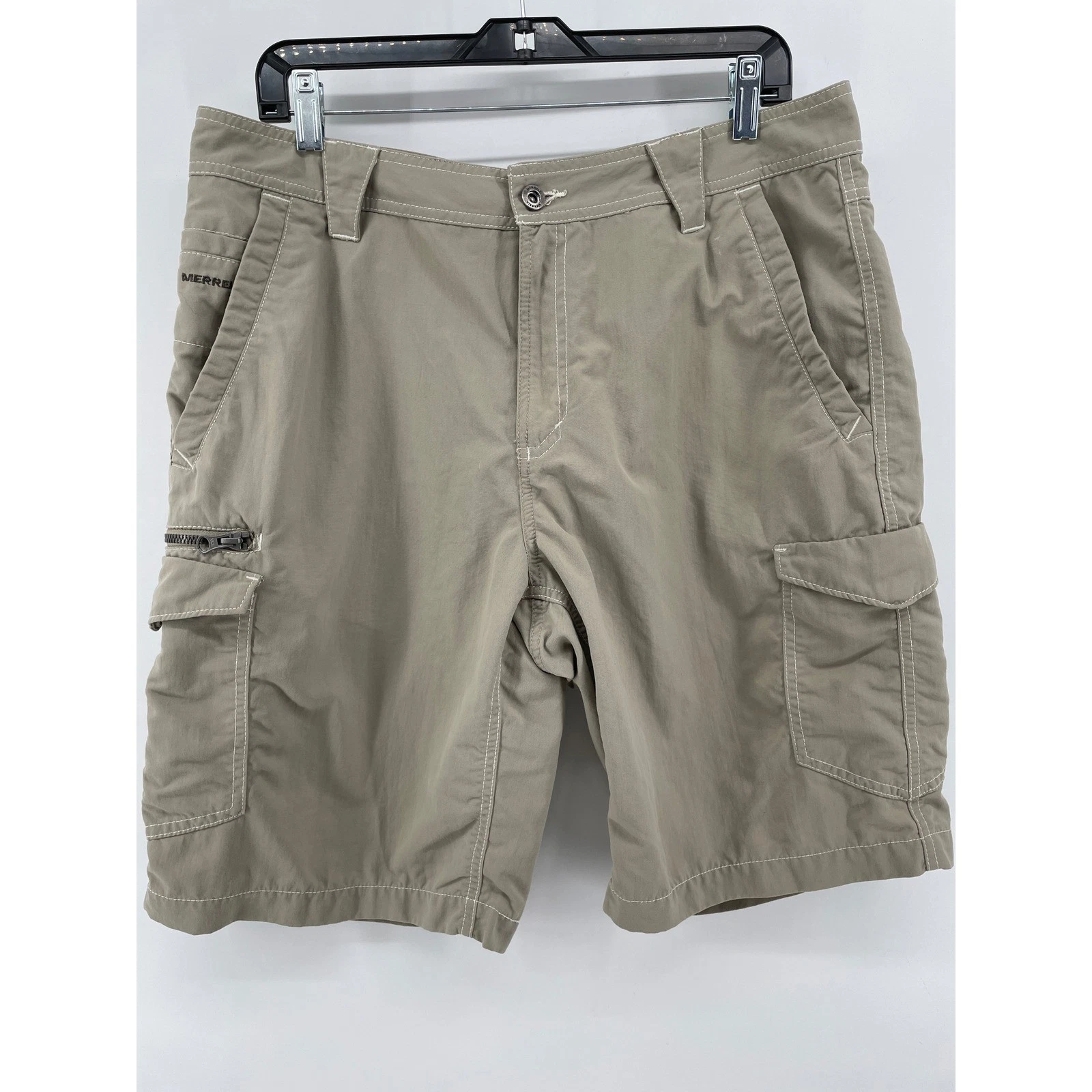 Merrell Cargo Shorts Mens 36 Tan Hiking OptiWick UPF50+ Utility Outdoor Gorpcore