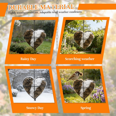 Handgemaakte Fiber Bird Nesting Hart, Hervulbare Vogels