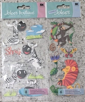 Jolee's Scrapbooking 3D Stickers Zoo Jungle Safari Africa Monkey Lot 2 NIP