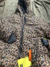 NWT All in Motion Girls Short Puffer Jacket Hooded Floral Print Size XL 14/16