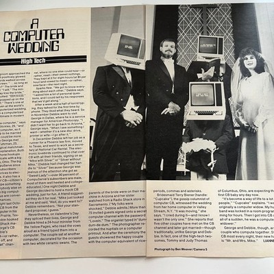 George Stickles & Debbie Fuhrman A Computer Wedding 2 Pages 1983 Article SI4