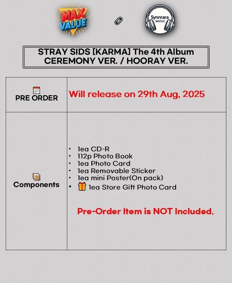 STRAY KIDS [KARMA] The 4th Album CD+Photo Book+10 Card+Sticker+Poster+GIFT - Image 2 of 4