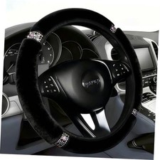 Fluffy Steering Wheel Cover, Universal 15 Inch Colorful Rhinestones Car