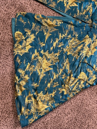 Vintage Chinesisches Brokat Kleid Seide 50’s-60’s Gold Türkis Damen Kurz... - Bild 3 von 24